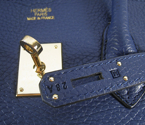 High Quality Fake Hermes Birkin 35CM Togo Leather Bag Dark Blue 6089 - Click Image to Close